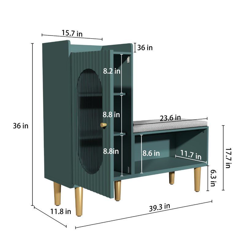 Banc de rangement Tokie, Vert