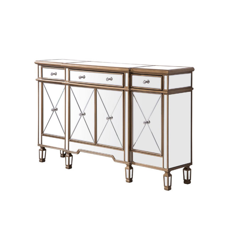 Buffet bas à 3 tiroirs Caila, Doré, H 36 po x l 60 po x P 14 po