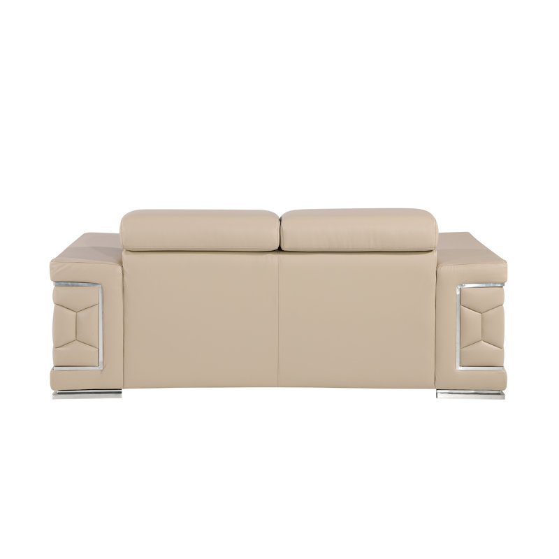 Causeuse en cuir véritable Charliee, Beige