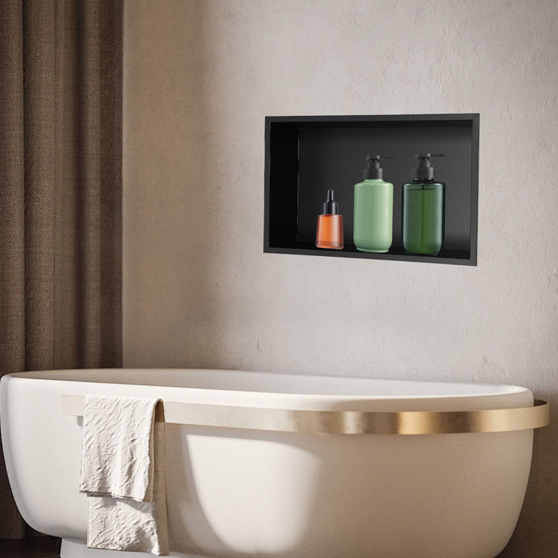 Niche de douche encastrée en acier inoxydable, Noir mat