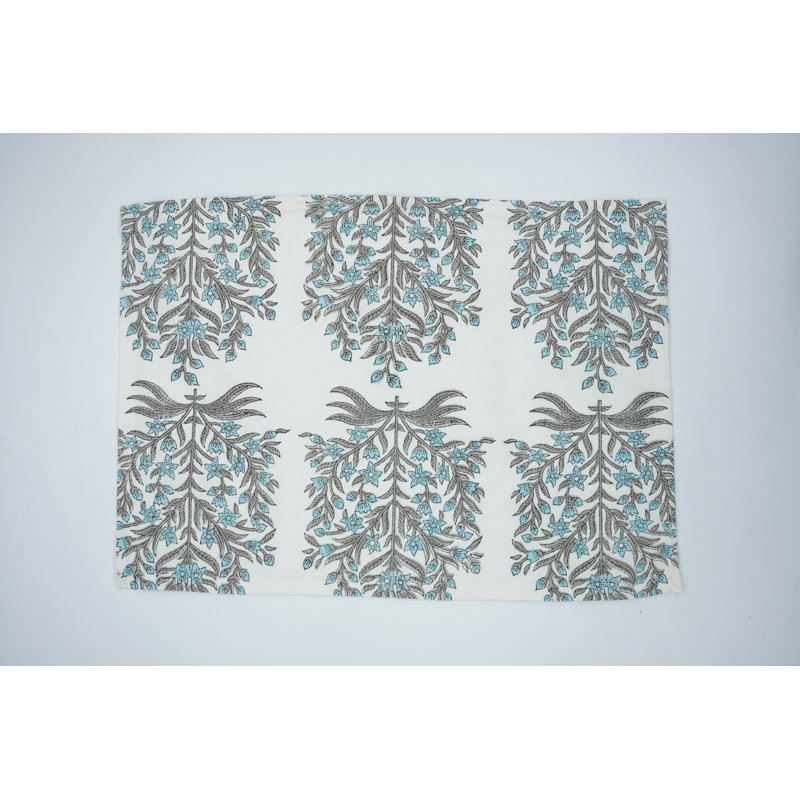 Fabdivine 13X19 Inch Durable Table Placemats – Heatproof & Water-Resistant for Daily Use, Vrindavan, Blue