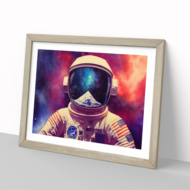 Colourful Astronaut Vol.3 - Framed Print, 25cm H x 34cm W x 2cm D, Oak