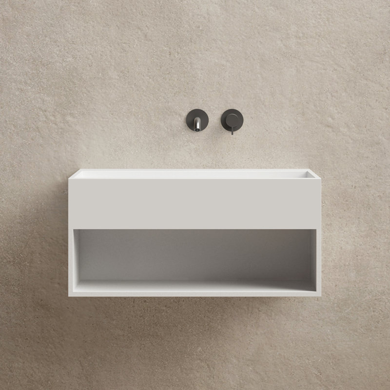 MonBlari 23" X 18" Rectangle Solid Surface Wall Mounted Sinks Matt White