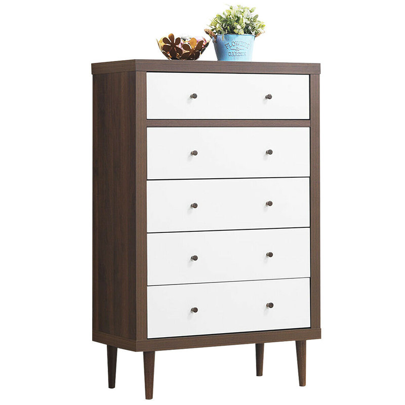 Nikita Accent Chest, White/Walnut, 48.9"H x 31"W x 16"D