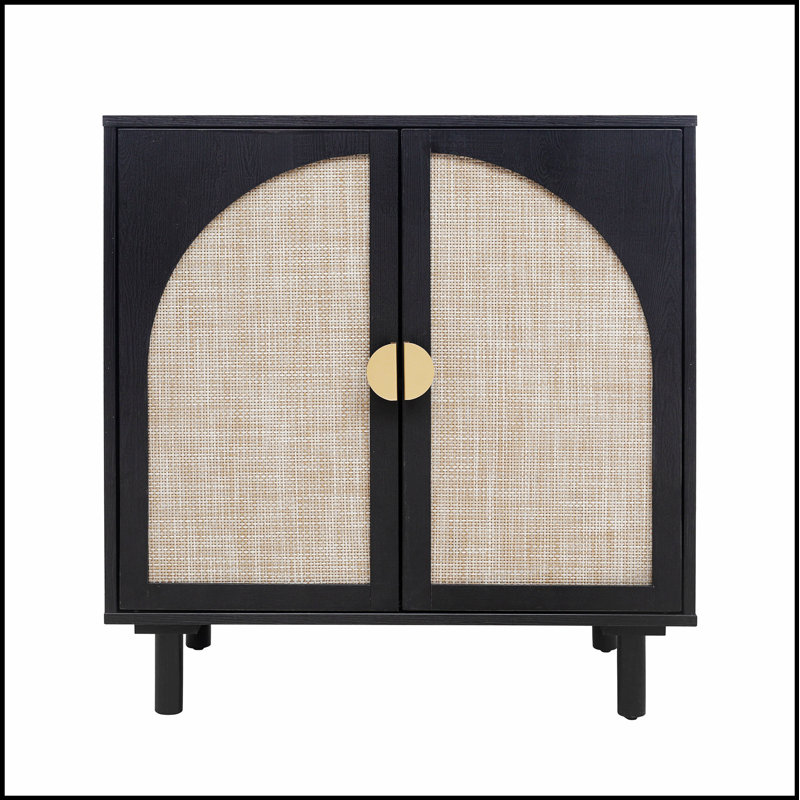 Armoire 2 portes avec tablettes réglables, dispositif anti-déversement et rotin résistant à l'humidité pour la chambre à coucher, le salon et le bureau