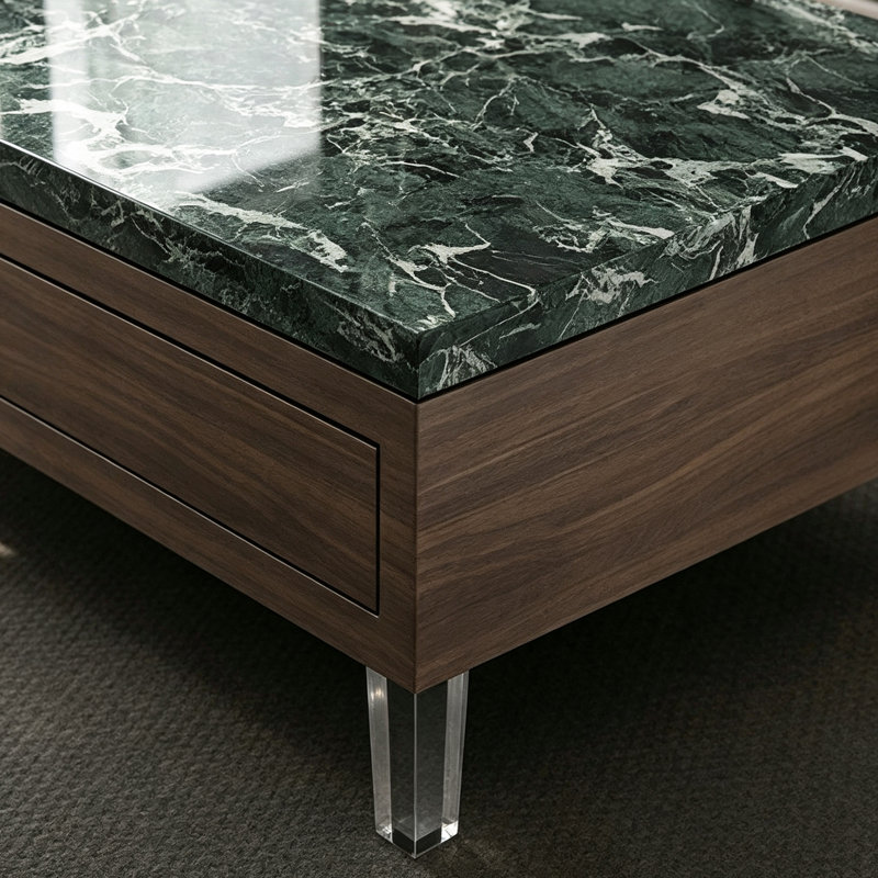 Table basse moderne en acrylique minimaliste moderne, H 15,74 po x l 55,11 po x P 27,55 po, Green