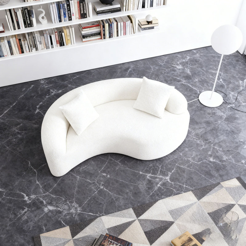 Canapé modulaire courbé en chenille, Blanc