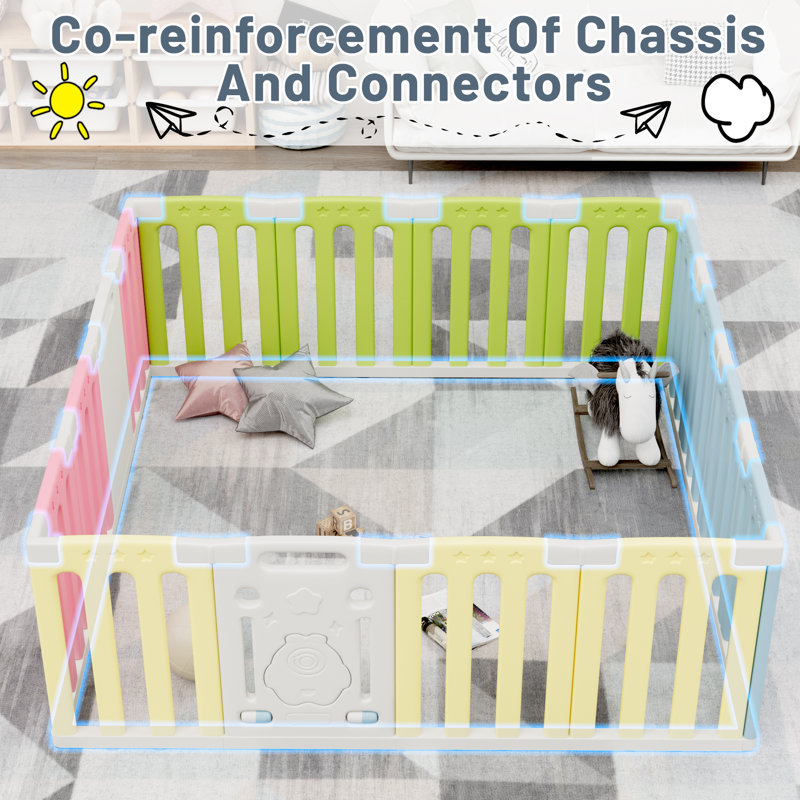 Enclos d'exercice pour animaux, Vert /Bleu / Rose