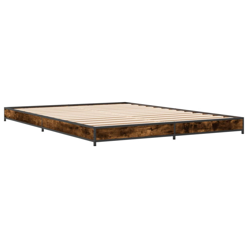Vidaxl Bed Frame Engineered Wood And Metal, Smoked Oak, 120 x 200cm