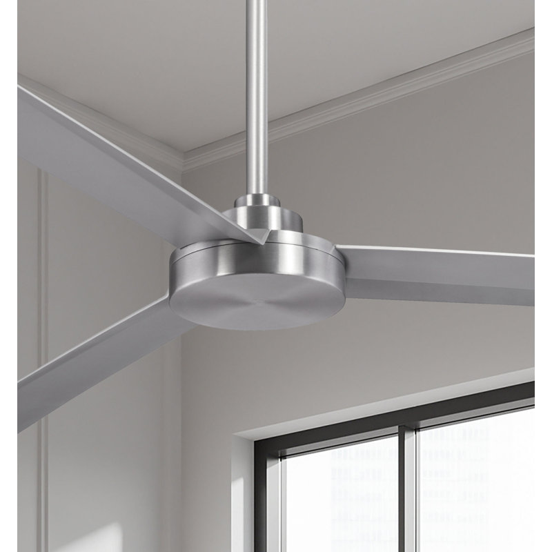 62" Roto 3 - Blade Outdoor Propeller Ceiling Fan with Wall Control, Brushed Aluminum