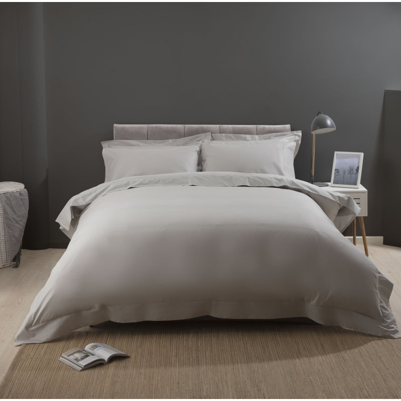 Plain Dye 400 TC Egyptian-Quality Cotton Cotton Solid Colour Duvet Cover, Platinum, King  Duvet Cover