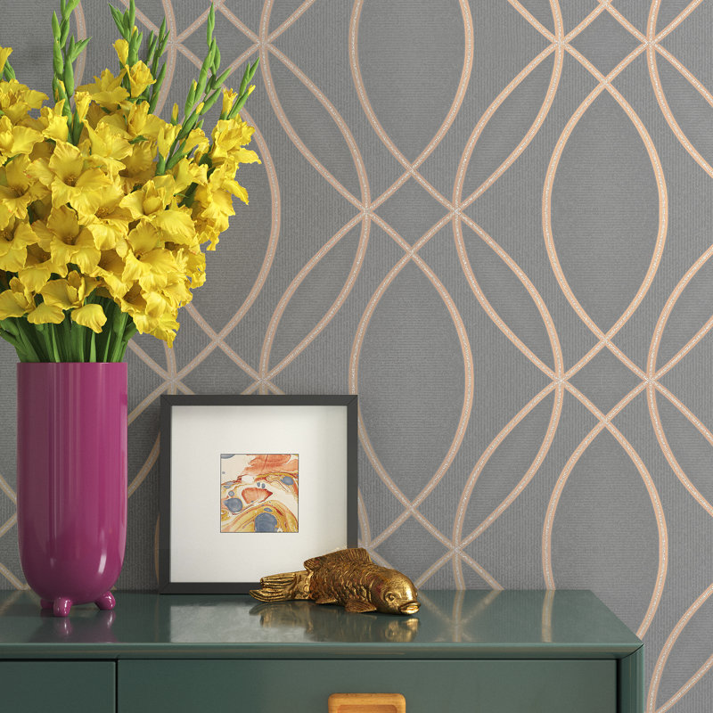 Rouleau de papier peint L 33 pi x l 20,5 po Emerald Lattice, Taupe