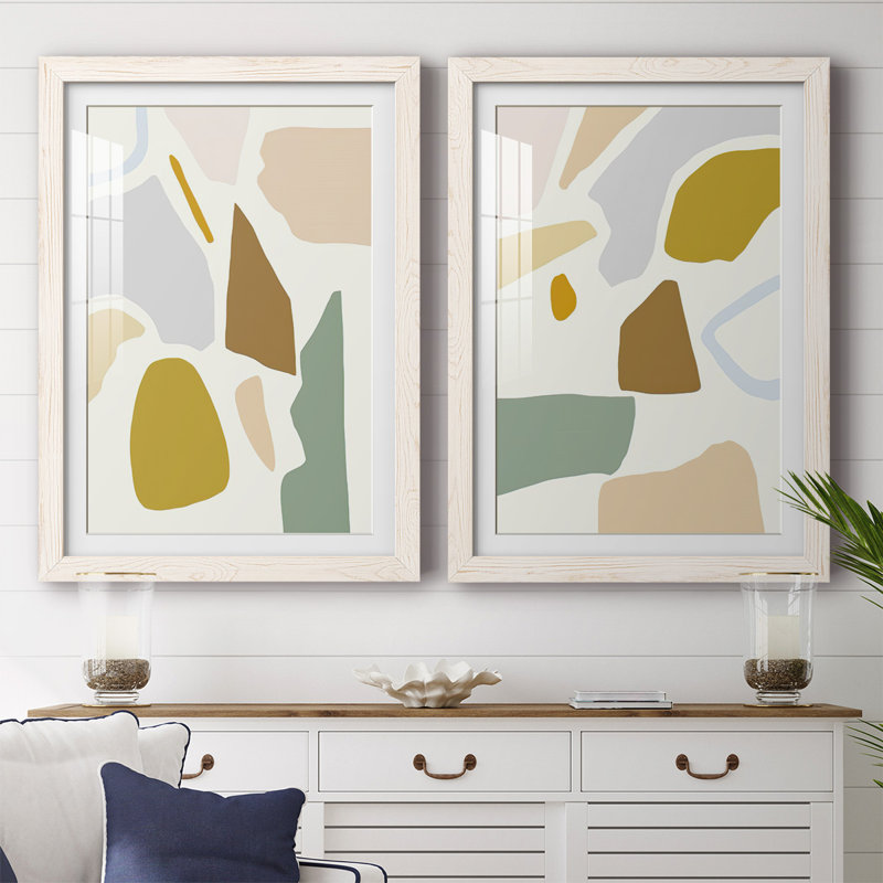 «Pastel Splotches I-Premium», reproduction encadrée prête à être accrochée, Blanc, H 27,5 po x l 75 po x P 1,5 po