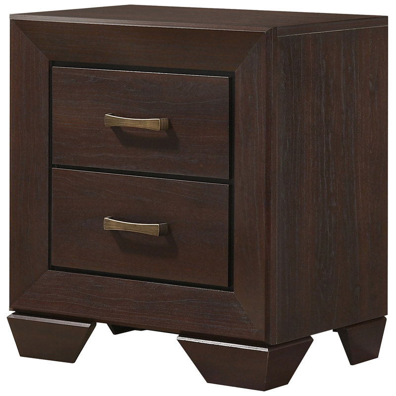 MDF Nightstand With 2 Drawers, Dark Brown