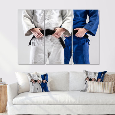 Fighting Judokas Fight Pose Black Belts - Ensemble de décorations murales d'arts martiaux