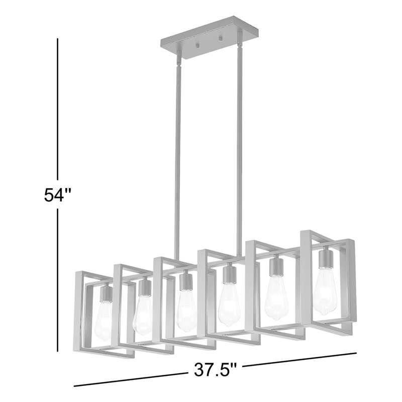 Lustre rectangulaire pour îlot de cuisine à 6 lumières Cusson