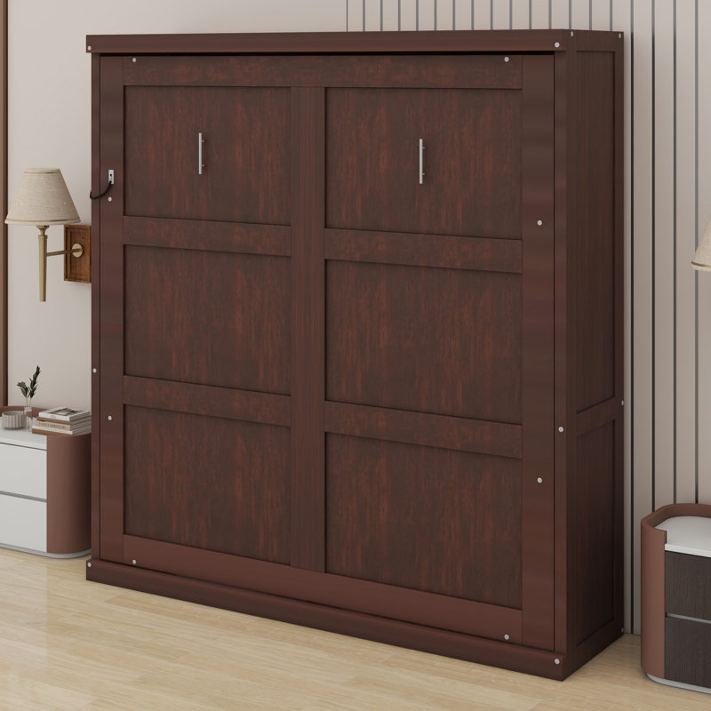 Lit escamotable escamotable dans une armoire Murphy, Espresso, Full / Double