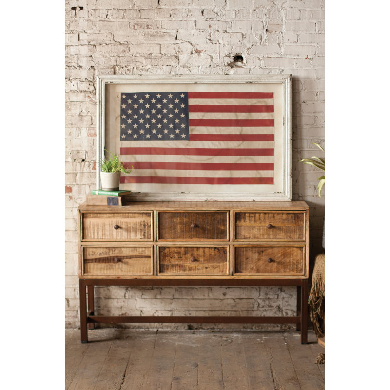  Art mural, grand drapeau américain encadré sous verre H 31,5 po