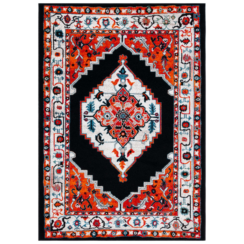 Tapis rouge / noir Vintage Performance, Rectangle 4 pi x 6 pi