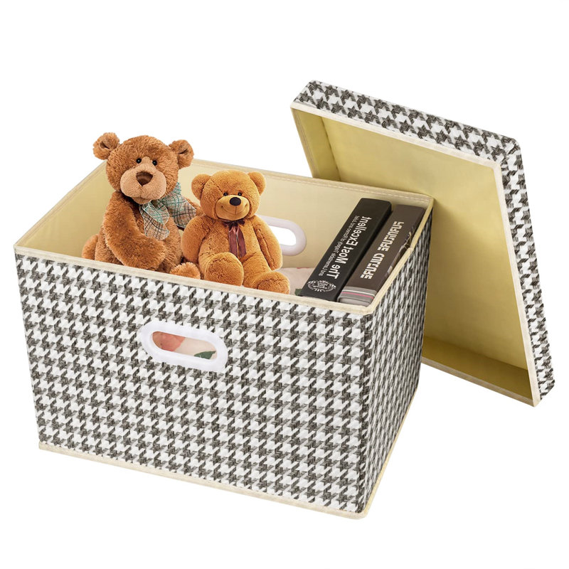 Fabric Decorative Bin, Grey/White