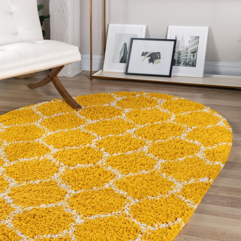 Tapis contemporain Deone couleur soleil, Ovale 5 pi 3 po x 8 pi