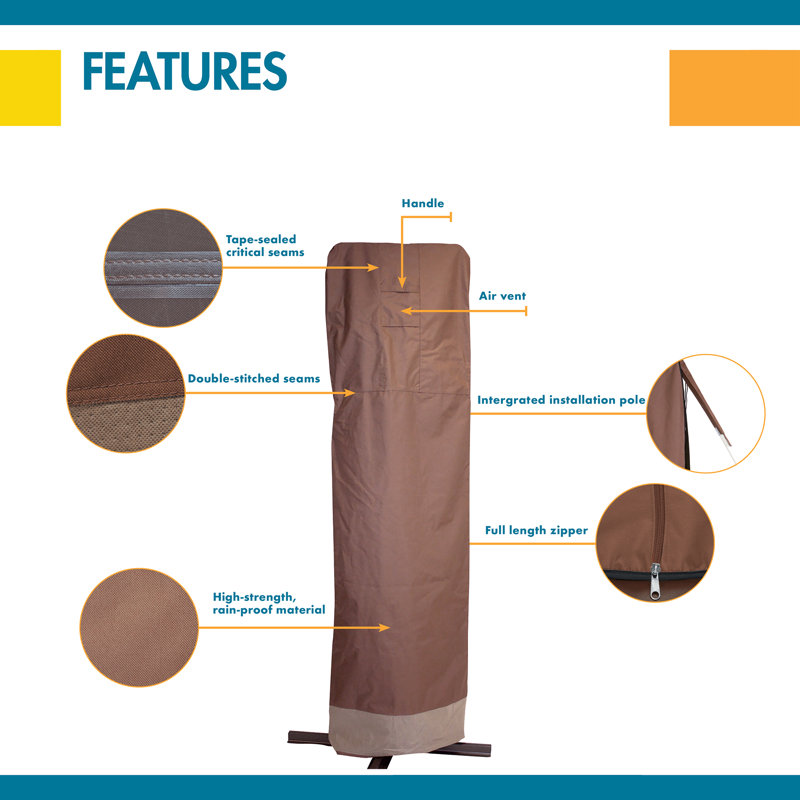 Steve Outdoor Patio Umbrella Cover, 101" H x 34" W x 34" D, Mocha Cappuccino