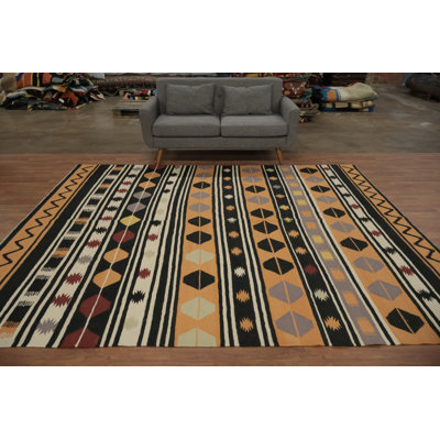 Striped Wool Kilim Turkish Area Rug 8x10