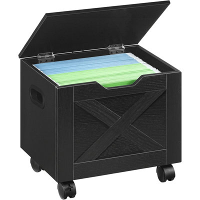 Black Rolling File Cabinet - Small Under Desk Cabinet With Single Drawer (Hanging File Organizer For A4/Letter-Size Docs, Home Office) by 17 Stories