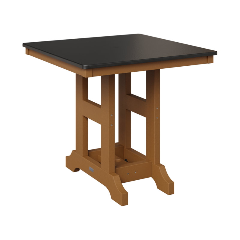 Table de bar carrée 33 po Berlin Gardens Garden Classic, H 39,5 po x l 33 po x P 33 po, Noir martelé, Cèdre