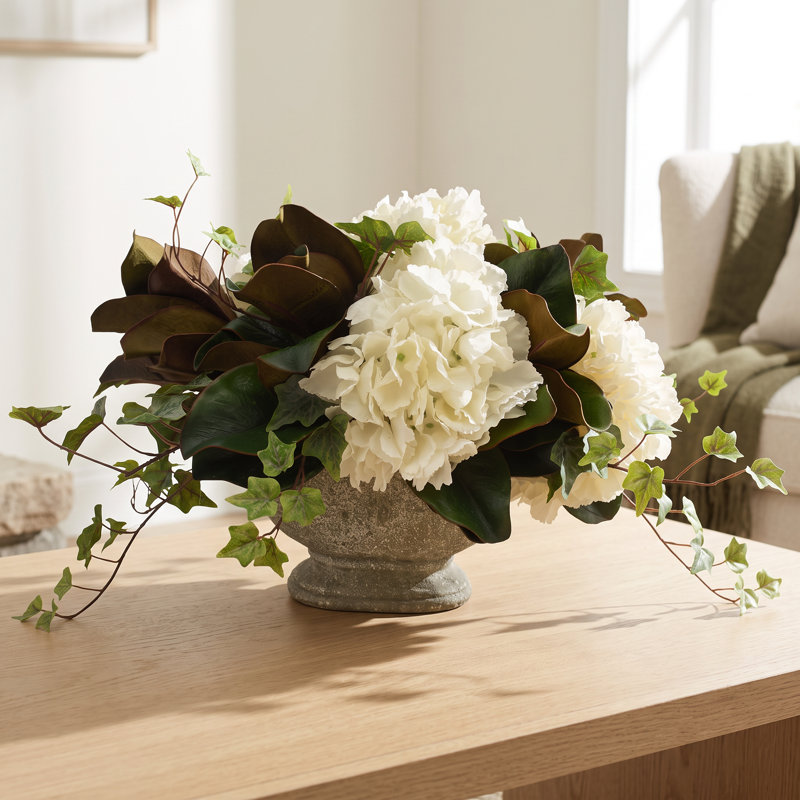 Hydrangea And Magnolia Leaf Arrangement