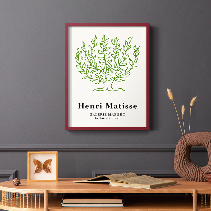 Matisse CXV, reproduction encadrée - bois massif, H 10 po x l 8 po, Rouge
