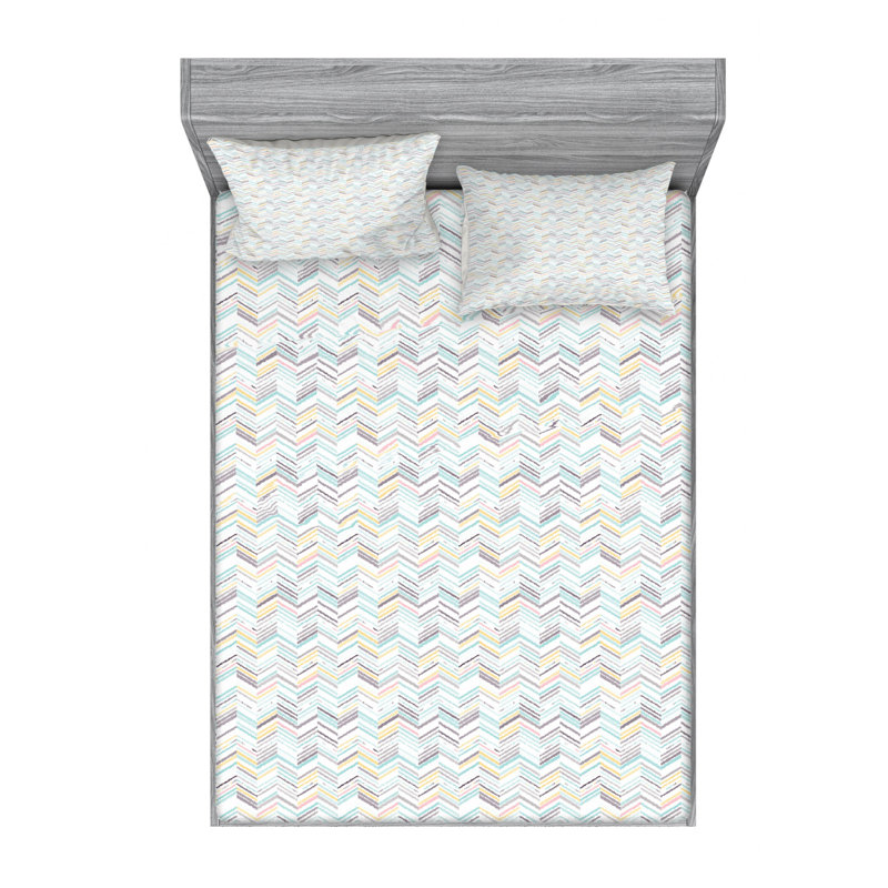Microfiber Chevron Sheet Set, Full Sheet Set with Fitted Sheet
