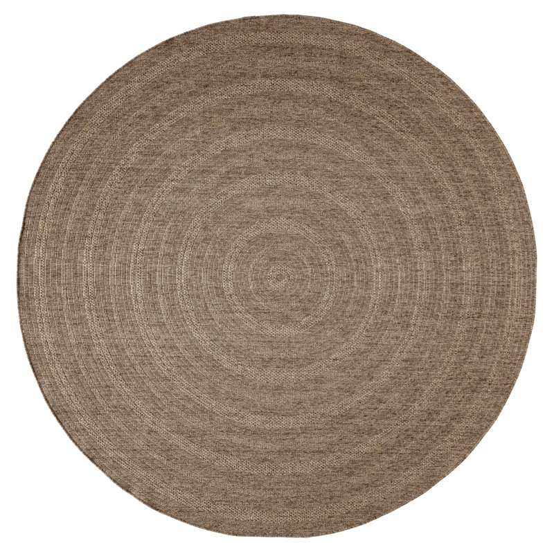 Cascio Geometric Indoor/Outdoor Area Rug, Round 8', Brown