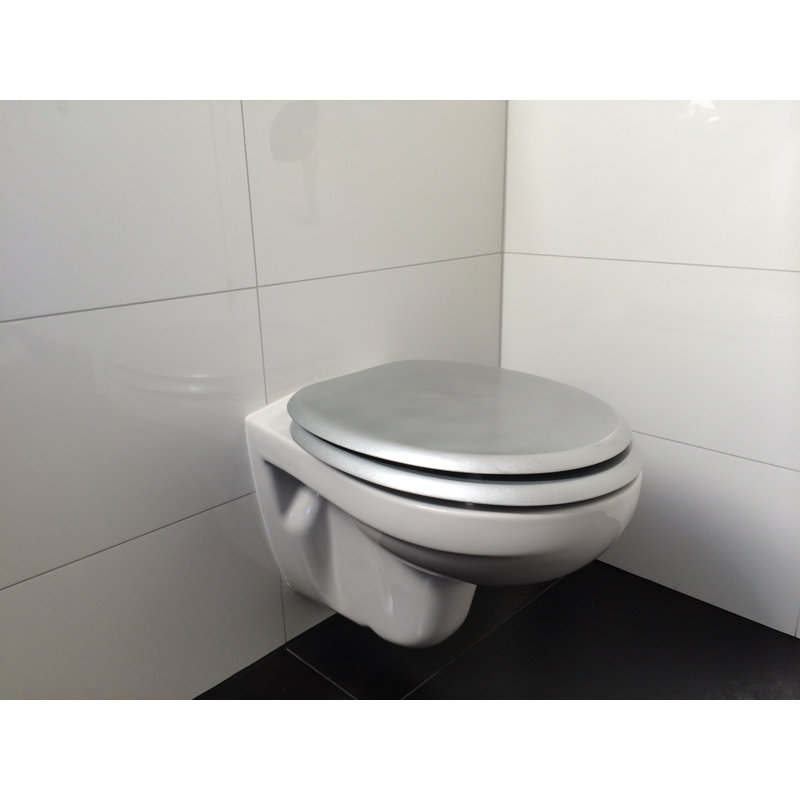 Alma Elongated Toilet Seat, Silver and black