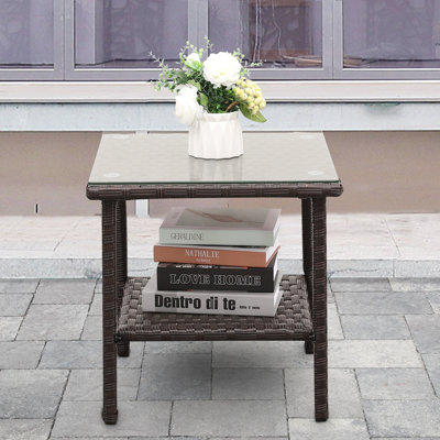 Table de bout d'extérieur en osier Lavara