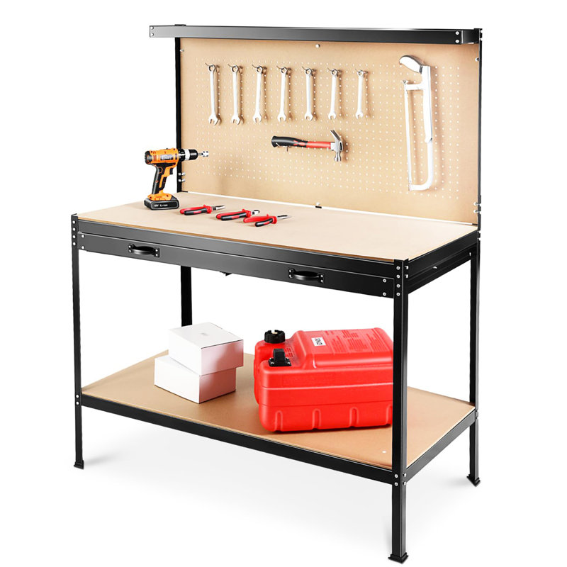 Établi 63 po pour bureau, garage, atelier - capacité de 300 lb avec tiroirs et acier