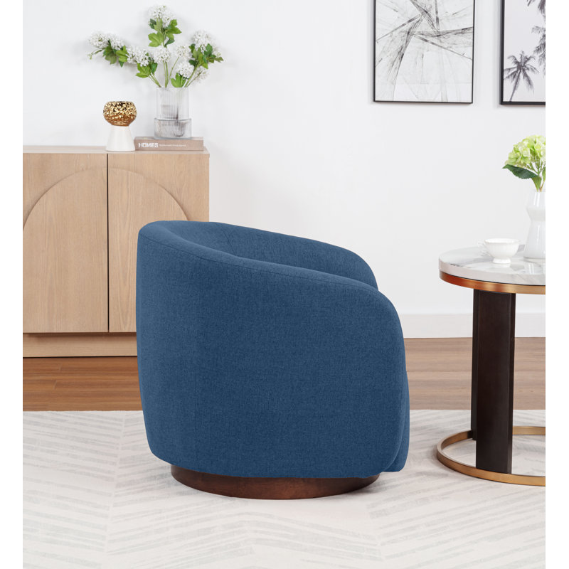Bennett Upholstered Swivel Barrel Chair, Navy