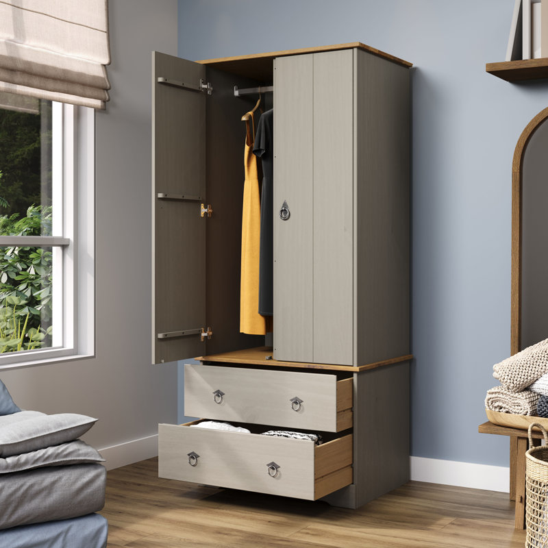 Corona Wardrobe, 2 Door & 2 Drawer, Waxed Pine