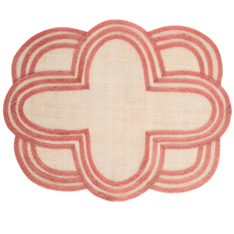 Scallop Stripe Placemat, Coral