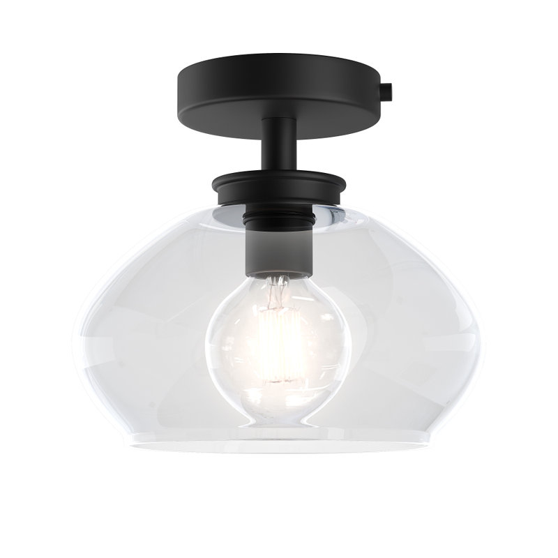 Kinsmon Plug & Play 1-Light Semi Flush Mount in Transitional and Modern Style-9 Inches Tall and 10 Inches Wide, Matte Black