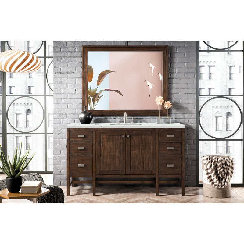 Addison 60'' W Single Vanity, 8" Widespread, Ethereal Noctis, Mid Century Acacia