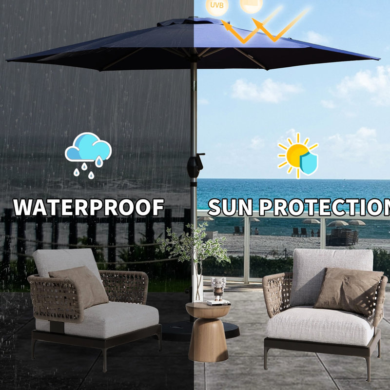 Parasol de table d'extérieur 7,5 pi, résistant et résistant à l'eau