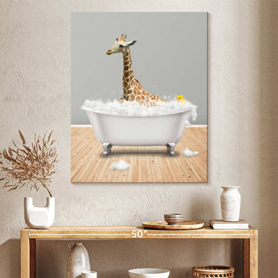 Impression sur toile, girafe et baignoire