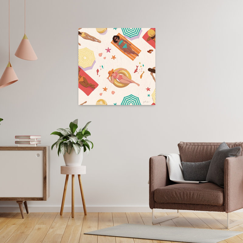 Beach Babes Pattern Ia Starfish Fish Beach Summer Art, 24" H x 24" W