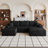 107" Modern Modular Sectional Couch with Lounge Chaise & Ottoman, Plush Corduroy U Shaped Boneless Sectional Sofa with Back Cushion, No Assembly Required, Oversized Compression Couch for Living Room, Apartment-583777606-583777608