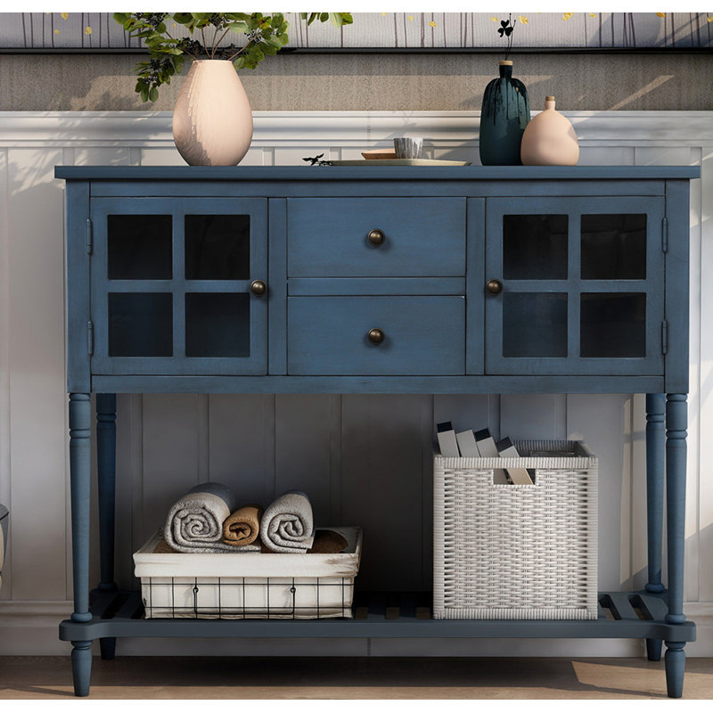 Ruochen 14'' Solid Wood Console Table, Blue