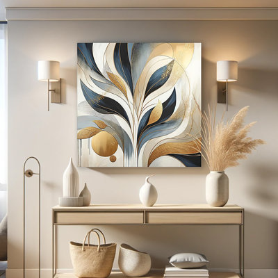 " Opulent Gold And Navy Botanical "