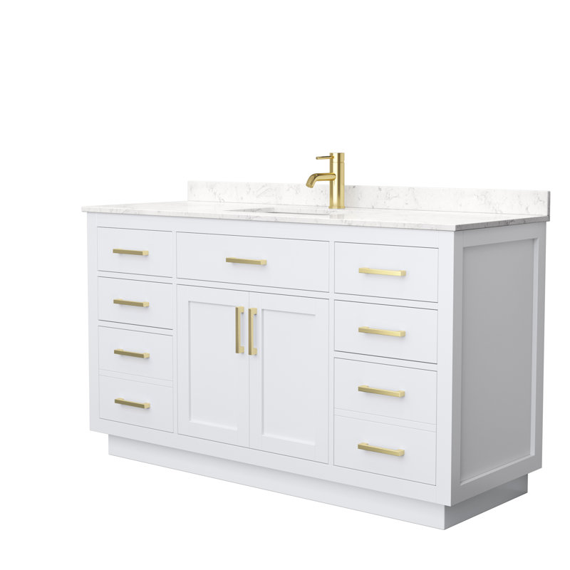 Beckett TK 60'' W Single Vanity, White, Brushed Nickel, Carrara Cultured Marble