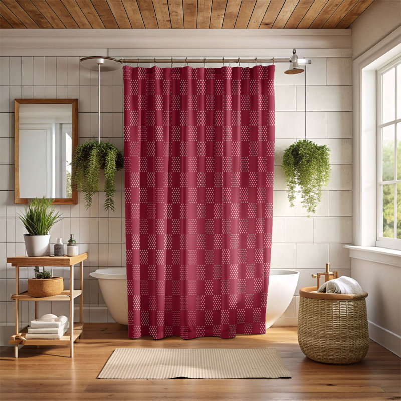 Red Spots - Rideau de douche Premium, H 74 po x l 71 po