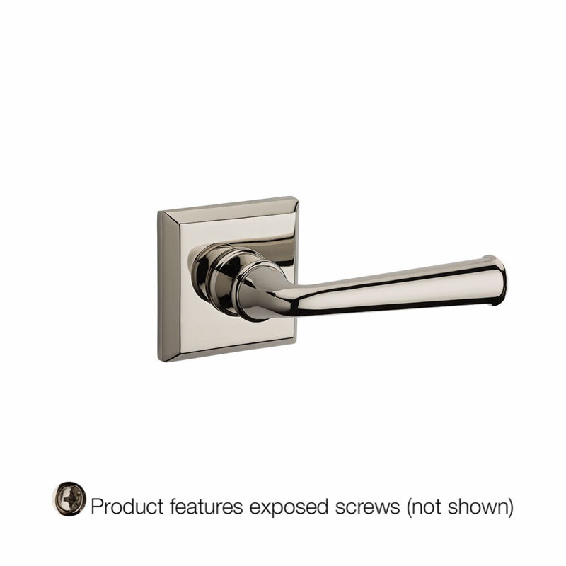 Federal Passage  Door Lever with Traditional Square Rose, Polished Nickel, Right